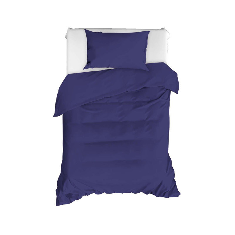 Ensemble de housse de couette 100% coton, Bleu foncé, Housse de couette 63 "x 87" + 1 taie d'oreiller st