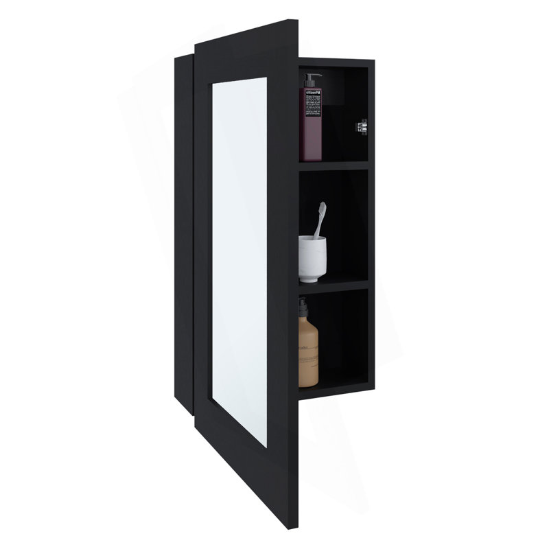 Armoire à pharmacie à miroir étroit H 25,7 po x l 15,7 po Juno, une porte avec trois tablettes intérieures pour la salle de bain et la cuisine