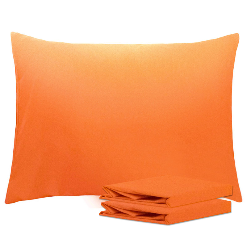 Standard Orange Microfiber Pillowcases with Envelope Closure - Set of 2