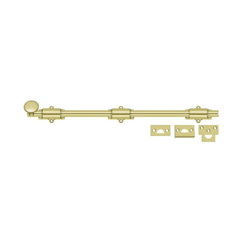 Brass Latch/Catch/Bolt, Polished Brass, 1.875" H x 18.5" W x 1.25" D