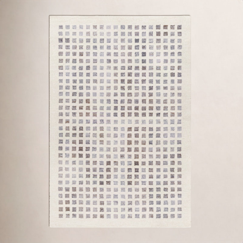 Tapis gris clair / crème touffeté à la main Sigrid, Rectangle 2 pi x 3 pi