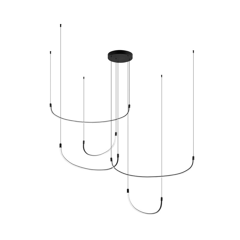 Talis 5 - Light LED Unique / Statement Pendant, Black, 9.25" H x 70.5" W x 70.5" D