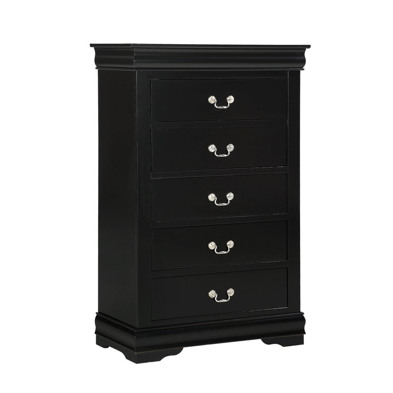 Commode élégante à cinq tiroirs au design contemporain et amplement d'espace de rangement, Argent argent