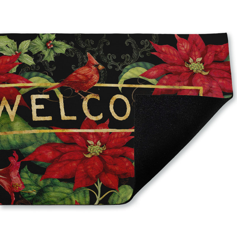 Paillasson Seasonal Poinsettia Welcome, par Tim Coffey, 18 po x 30 po