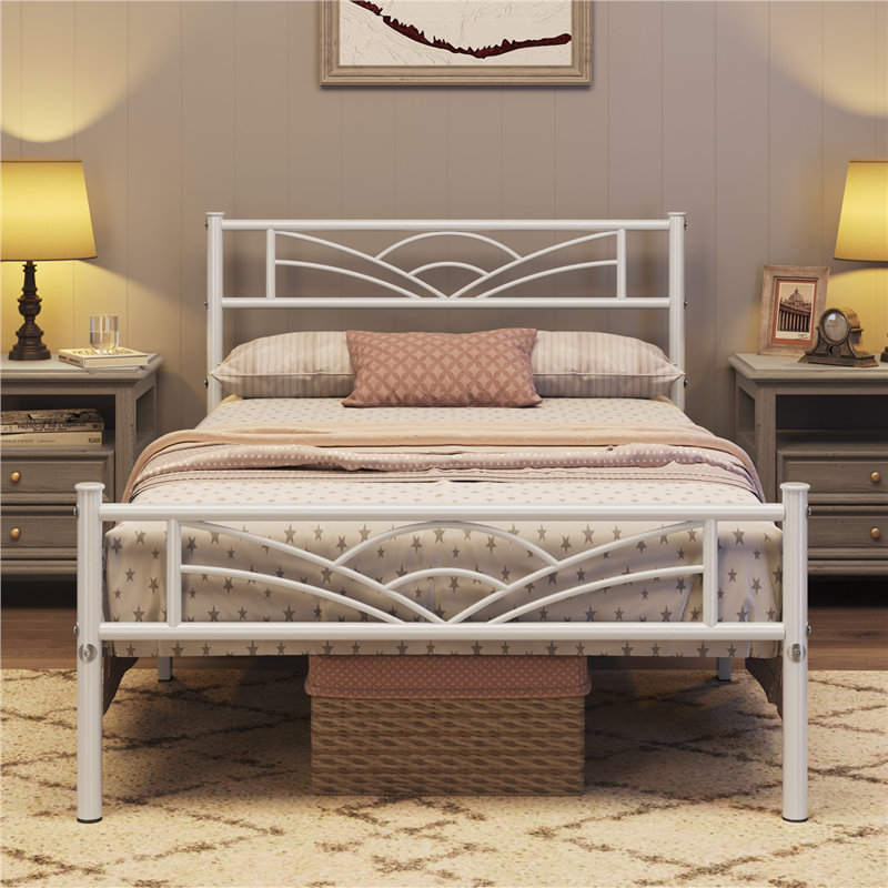 3Ft Single Metal Bed Frame, Single (3'), White