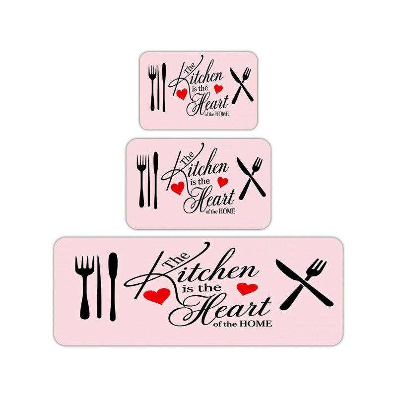 Ensemble de tapis de cuisine 3 pièces The Kitchen Is The Heart of The Home