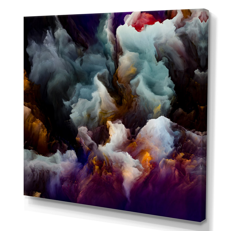 Liquide Atmospherique Turbulence - Décoration murale moderne en bois, H 16 po x l 16 po x P 1 po, Toile tendue