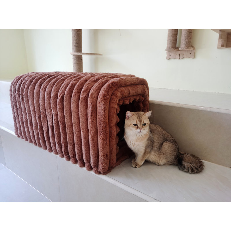 Banc de rangement avec repose-pieds, nid de chat à cacher, banc en forme d'arche creuse, banc multifonctionnel, Brun