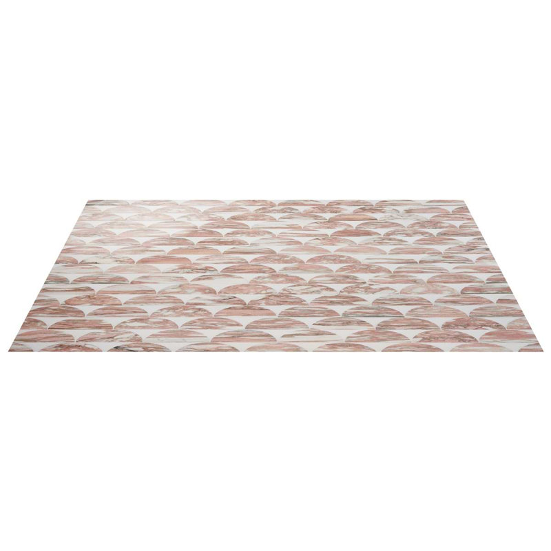 Moonrise Polished Thassos Marble Mosaic Tile, Pink Rosa