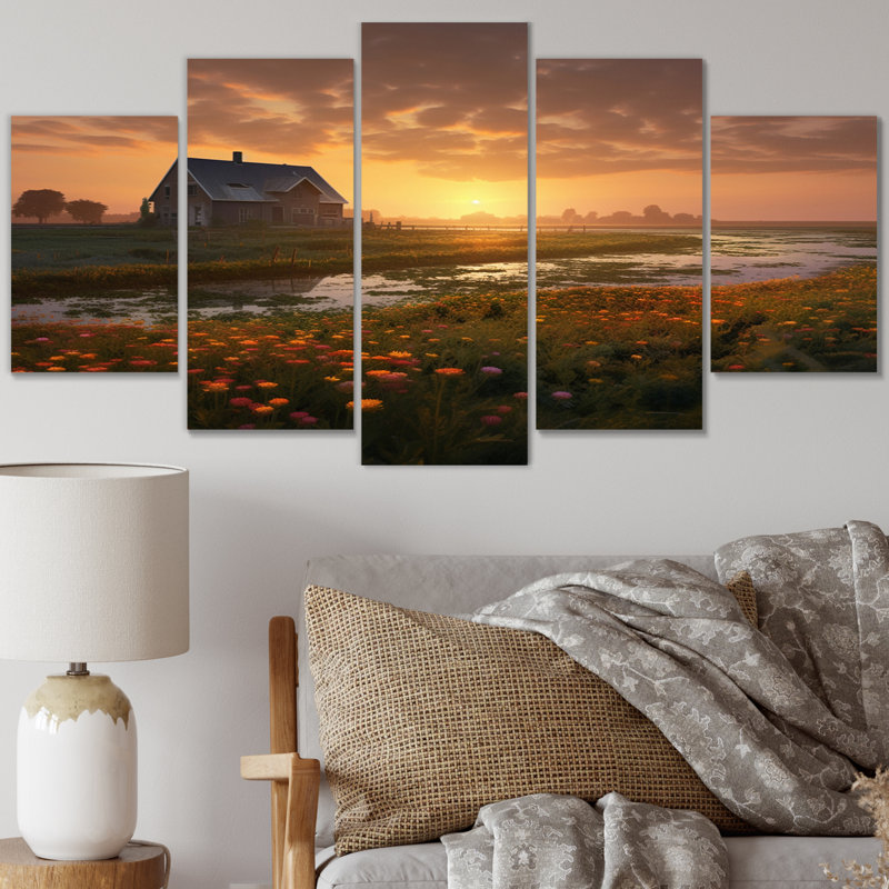 Mccracken - reproduction sur toile de prairie - 5 panneaux