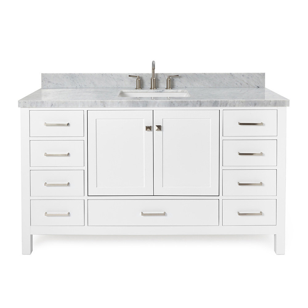 Grevera 61'' Single Bathroom Vanity with Carrara Marble Top Hokku Designs Base 
