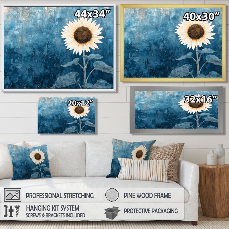 Velours «Dream of A Sunflower IV» - art mural salon tournesol, Brun, Impression dans un cadre flottant sans passe-parto