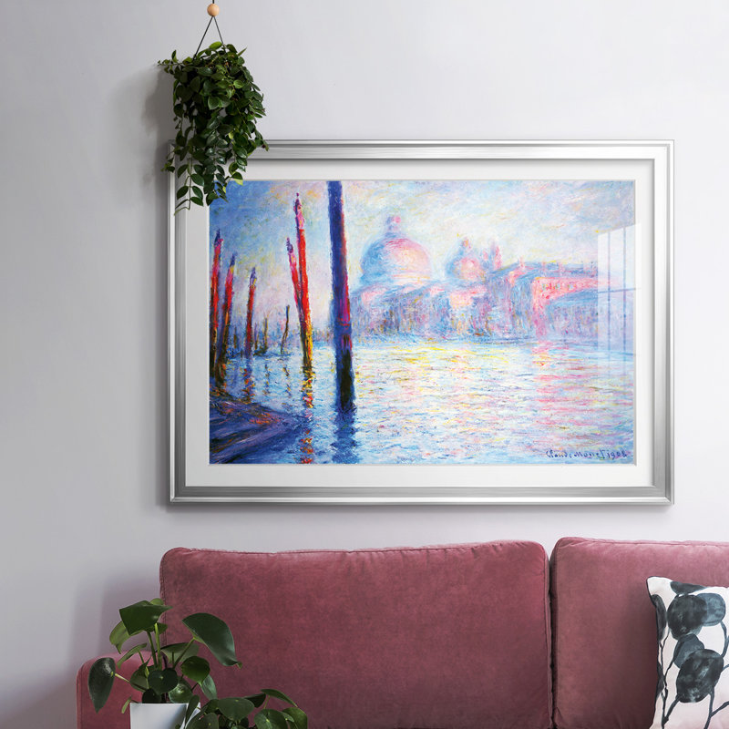 Canal Grand par Monet, H 15 po x l 21 po x P 1,5 po, Encadrement argenté
