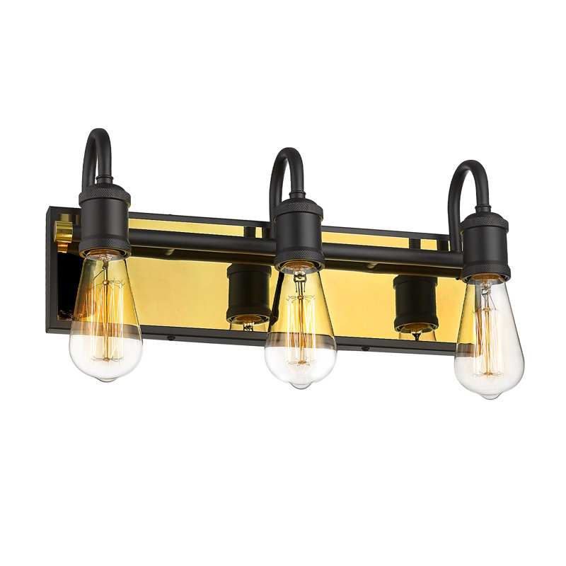 3 - Light Dimmable Vanity Light, Black/Gold