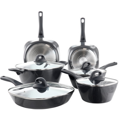 Soho Lounge Diamond 10 Piece Ceramic Nonstick Aluminum Cookware Set In Blue