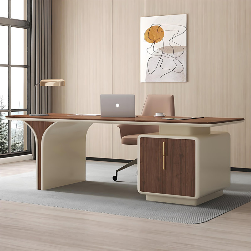 Bureau en bois de noyer massif 55,12 po, H 29,53 po x l 55,12 po x P 27,56 po