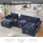 Canapé modulaire en U modulaire avec haut-parleurs Bluetooth et recharge sans fil, canapé en tissu de chenille 5 places avec console de rangement, 2 repose-pieds mobiles, accoudoirs réglables-2070793351
