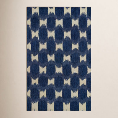 Chiara Navy Beige Hand-Tufted Wool Rug