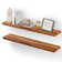Set Of 2 36" Acacia Wood Floating Shelves Wall Mounted With Invisible Metal Bracket (Hardware Included)