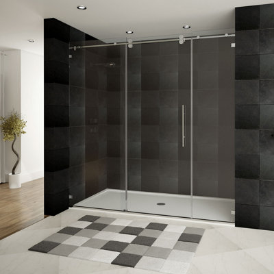 Ultra-D 72'' x 79'' Single Sliding Frameless Shower Door with Double Front Panel