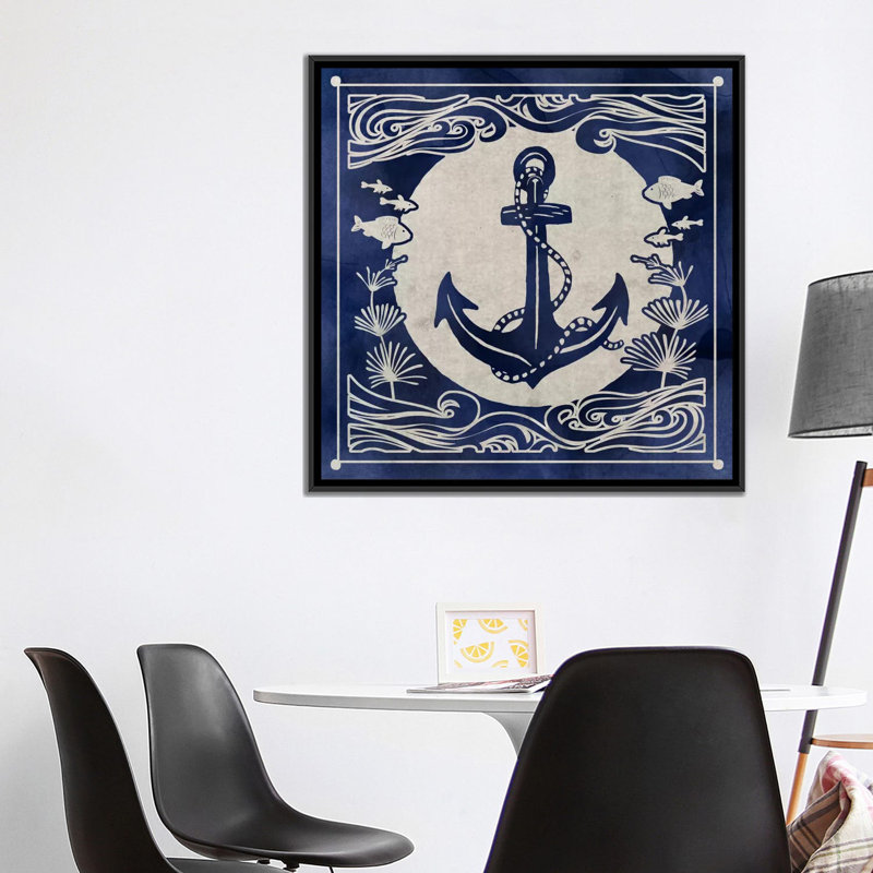 «Ink Anchor», impression sur toile, H 18 po x l 18 po x P 1,5 po, Toile encadrée noire, Pas de tapis