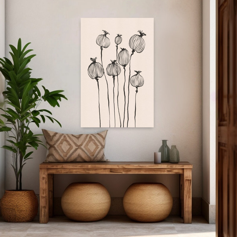 Art contemporain coquelicot, H 36 po x l 24 po