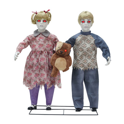Haunted Hill Farm 3 pi Apocalypse Twins Halloween avec mouvement et yeux rouges