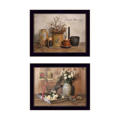 "Simple Blessings Collection" 2-Piece Vignette By Billy Jacobs, Printed Wall Art, Ready To Hang Framed Poster, Black Frame