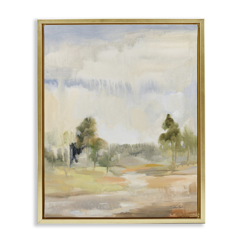 «Light Summer Rain» par Silvia Vassileva, Cadre flottant métallique doré, H 21 po x l 17 po