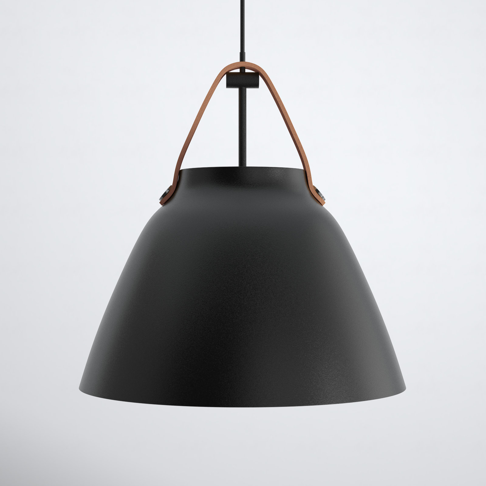 Gianni Dimmable Dome Single Light Pendant, Tan Leather/Black, 17.75" H x 19" W x 19" D