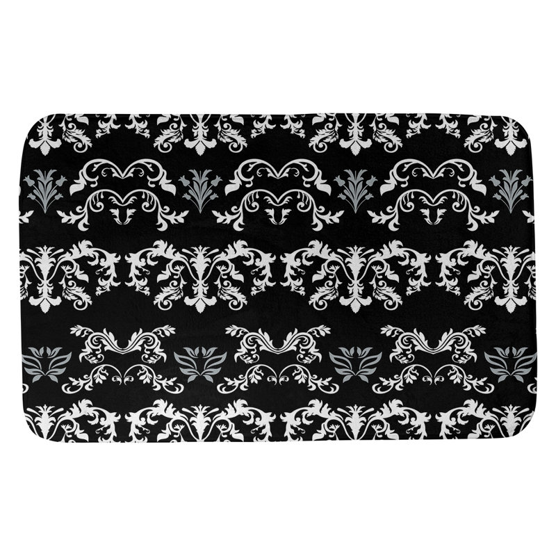 Tapis pour salle de bain Oakland, Blanc / Noir / Argent, l 21 po x L 34 po