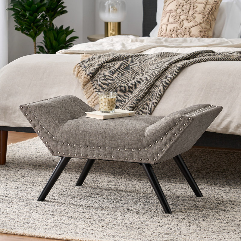 Babbi Upholstered Ottoman, Granite Polyester Blend