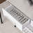 Kitchen Island with Stainless Steel Top, Open Shelves, Drawers, Gray