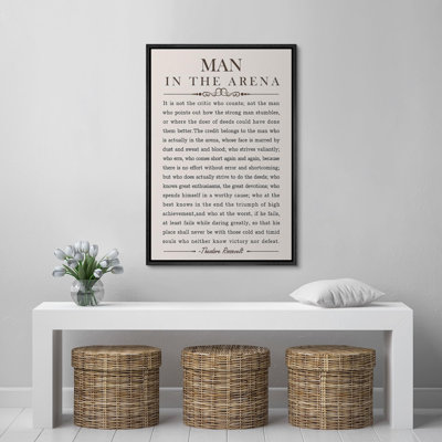Man in the Arena' Speech - Floater Frame Textual Art on Canvas