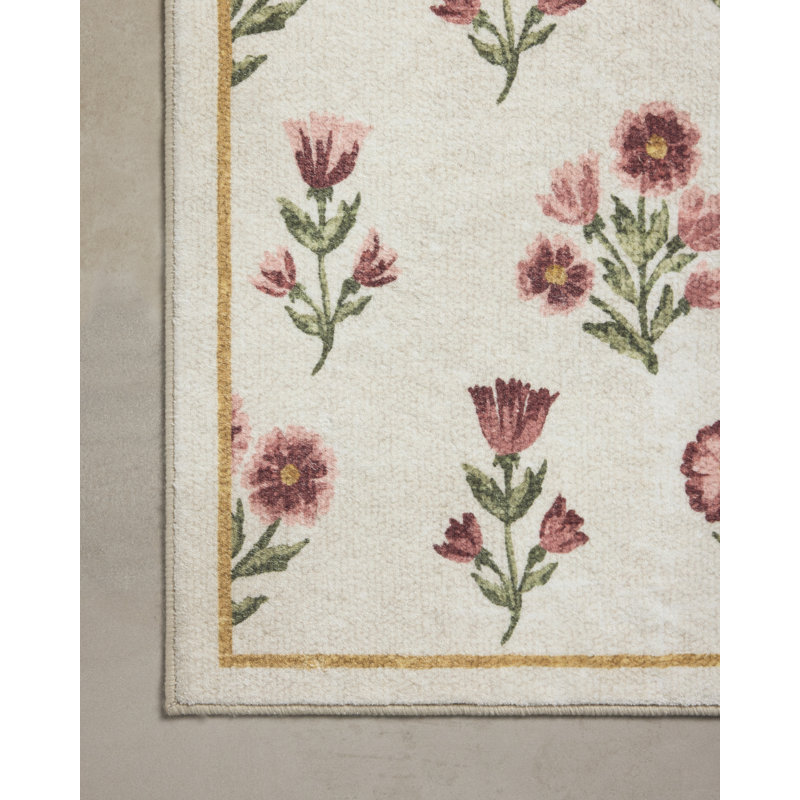 Clove Bath Mat, 1'-9" x 2'-10", Ivoire / rose