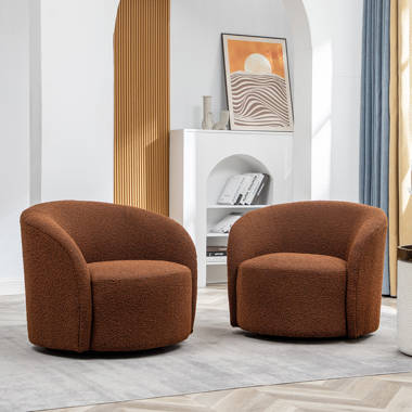 Foundry Select Pouf rond en cuir de chèvre massif uni (rembourrage en coton  recyclé) couleur brune 21 po x 21 po x 12 po - Wayfair Canada