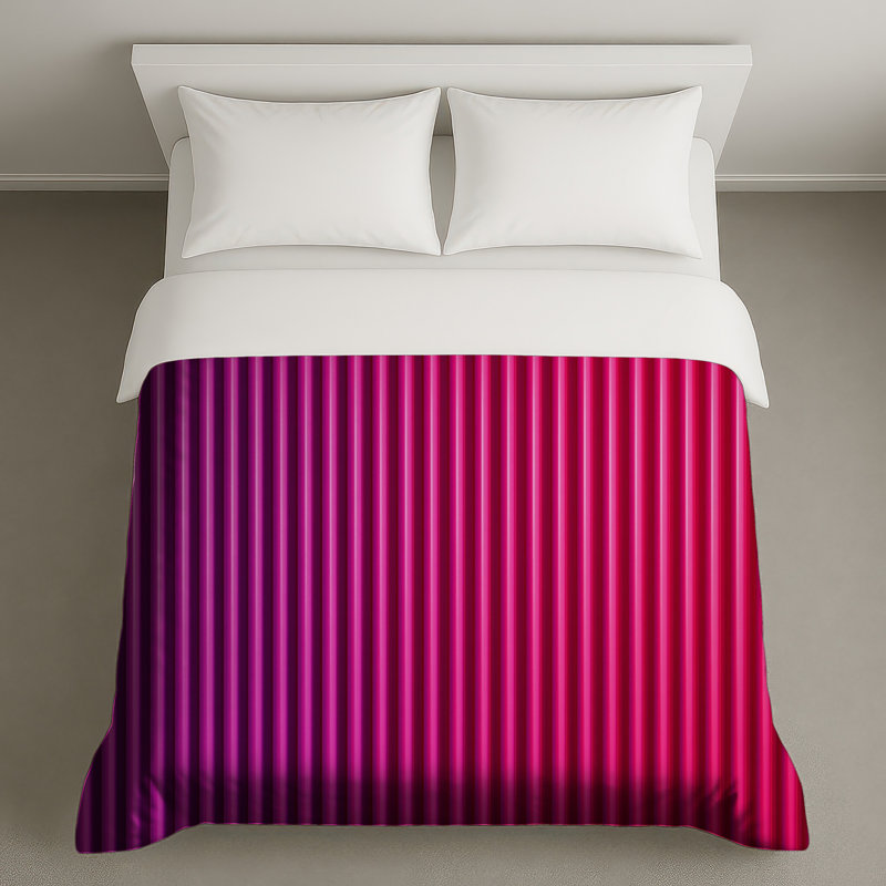 Housses de couette verticales à rayures mauves et roses, Lit simple