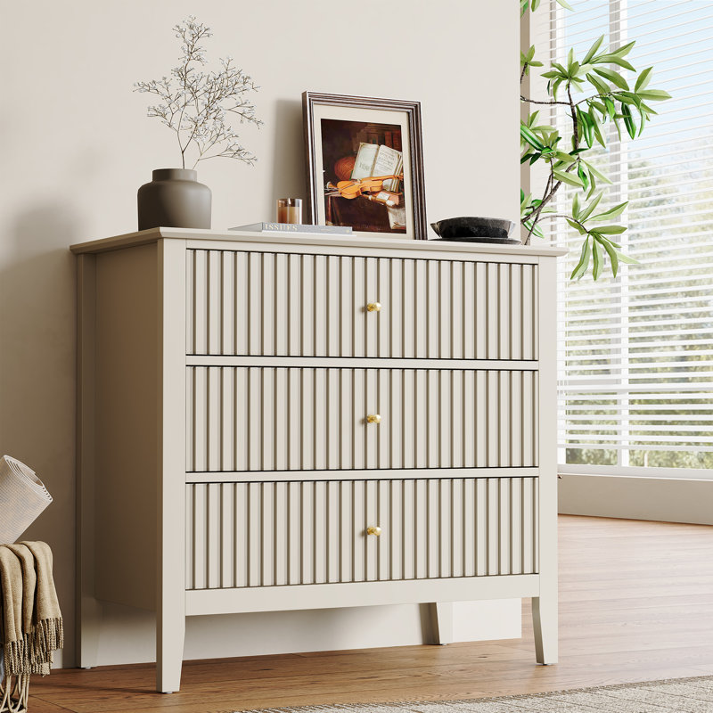 Amberrae 3 Drawer 81.3cm W Dresser, Beige