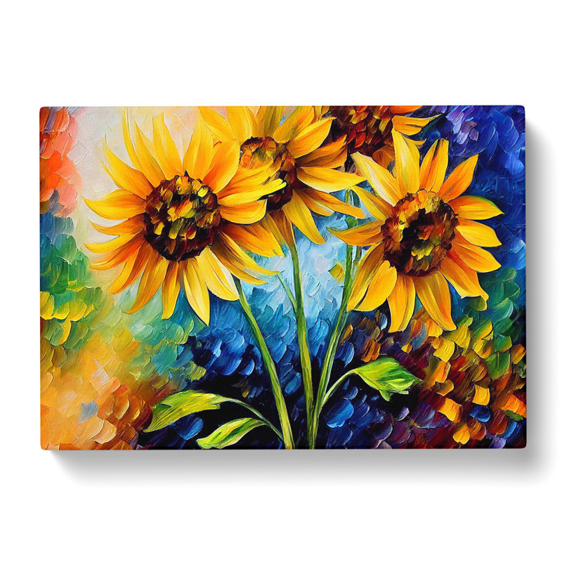 Sunflower Painting Vol.3 Abstract - Wrapped Canvas