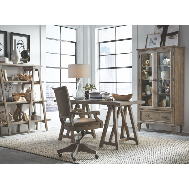 Desk With Chair And Lateral File, 3 Pieces: Desk, Chair, Filing Cabinet, Dovetail Gray