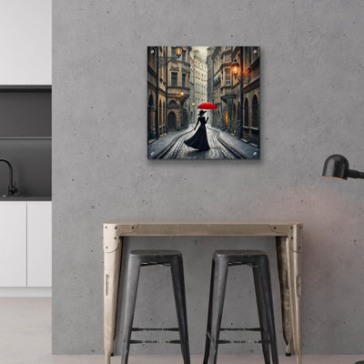  «Evening Walk In Town» par Rey Klimt, art mural en verre acrylique, 12 po x 12 po