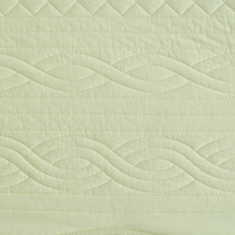 Ensemble de courtepointe réversible en coton uni Martha Stewart, Courtepointe pour lit simple + 1 taie décorative, Vert