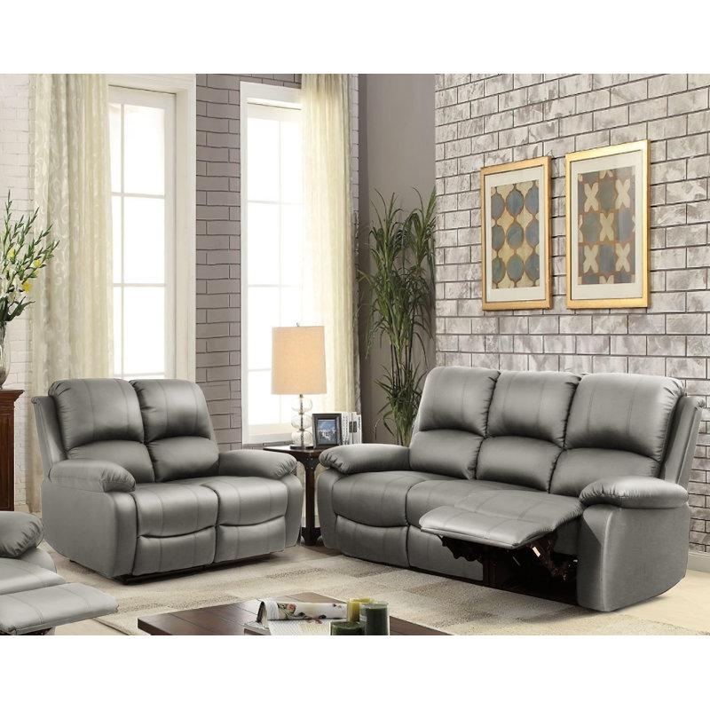 Avigdor 2 - Piece Faux Leather Living Room Set, Light Gray