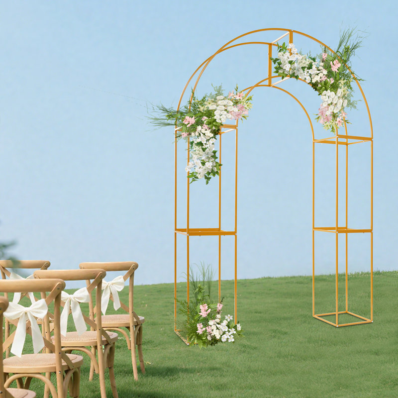 Support de fond de mariage 7,5 pi, Doré