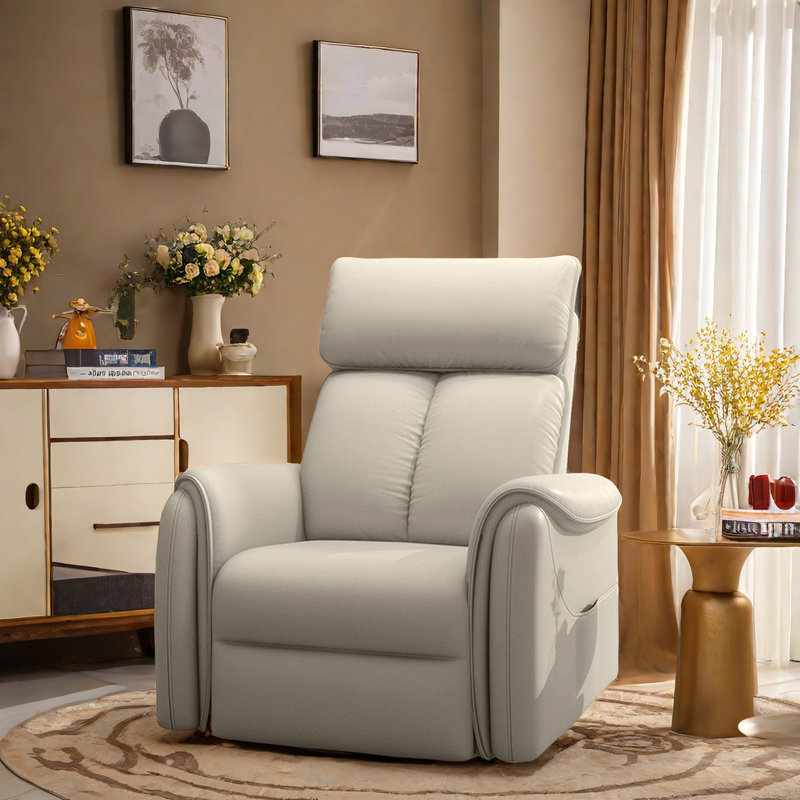 Fauteuil inclinable pivotant en similicuir Nolene, Kaki