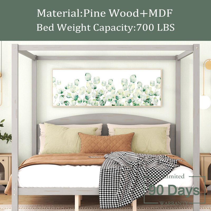Canopy Bed, Gray Wash, King