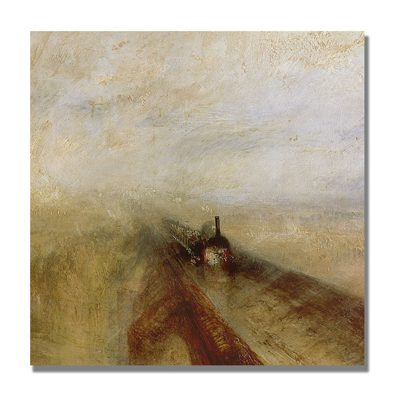 "Rain Steam and Speed" par John Atkinson Grimshaw, reproduction d'art sur toile tendue, H 14 po x l 14 po x P 2 po