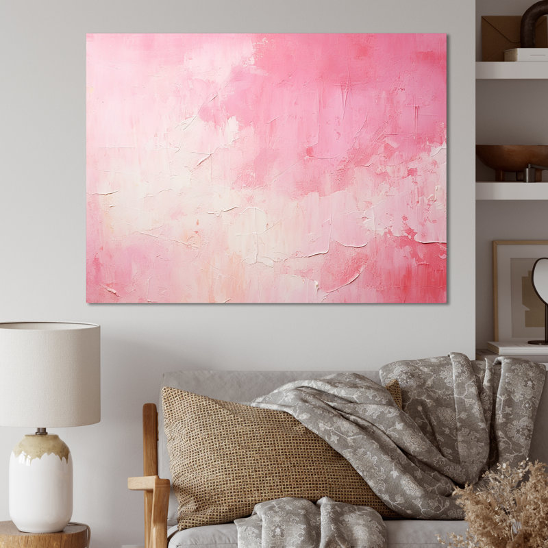 Or et rose, rivière abstraite minimale IV - Fuschia, art mural, H 30 po x l 40 po x P 1,5 po, Toile tendue