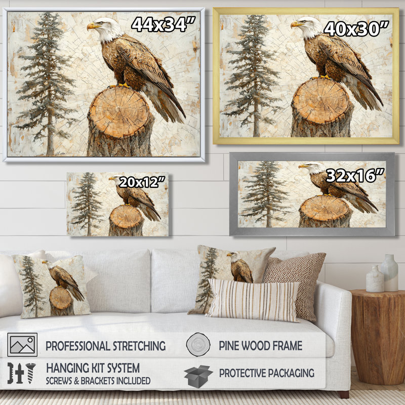 Gredmarie, aigle, esprit du vent dans la forêt - aigle, décoration murale, H 24 po x l 32 po, Impression encadrée flottante
