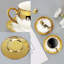 Ensemble de tasse et soucoupe en céramique 3,4 oz avec faîtage vertical et garniture en métal brossé (gobelet rétro)-133594260
